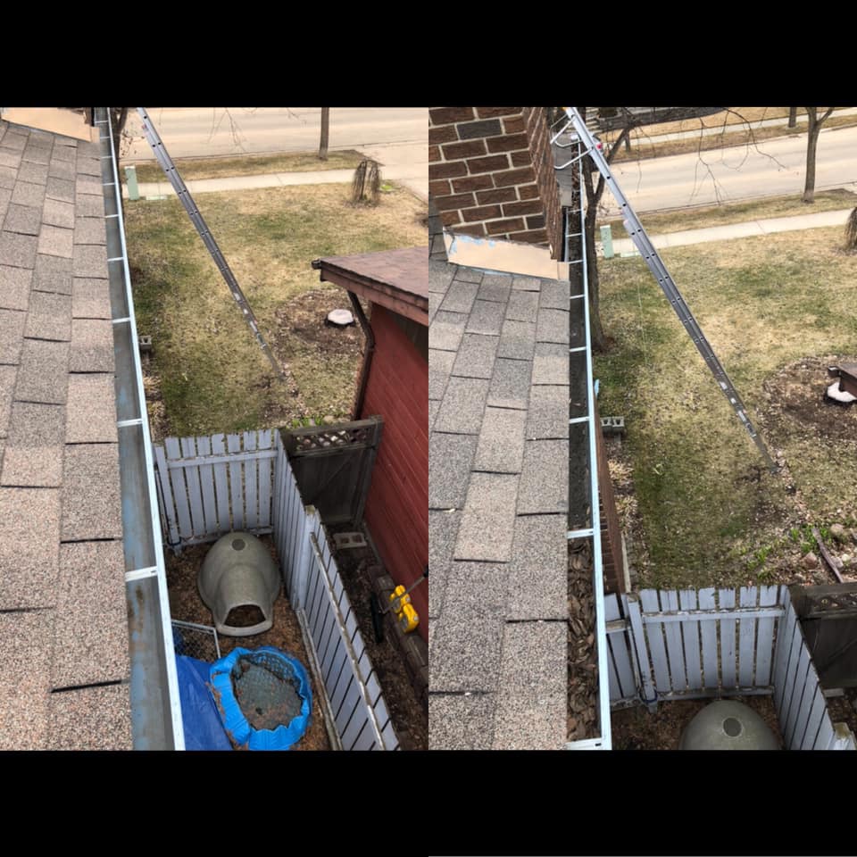 gutter cleaning before and after
